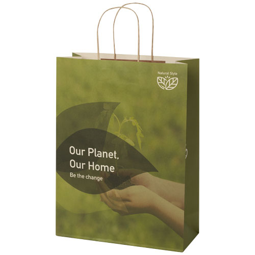 Sac publicitaire en papier XXL résidus agricoles 31x41x12 cm Blanc cassé